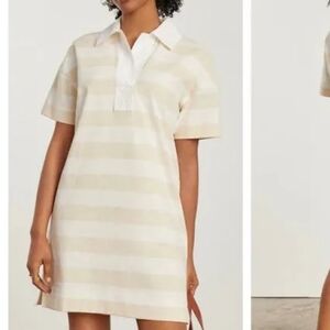 Everlane Dress Women Retro Jersey Polo Cotton Cashew Stripe Mini T Shirt